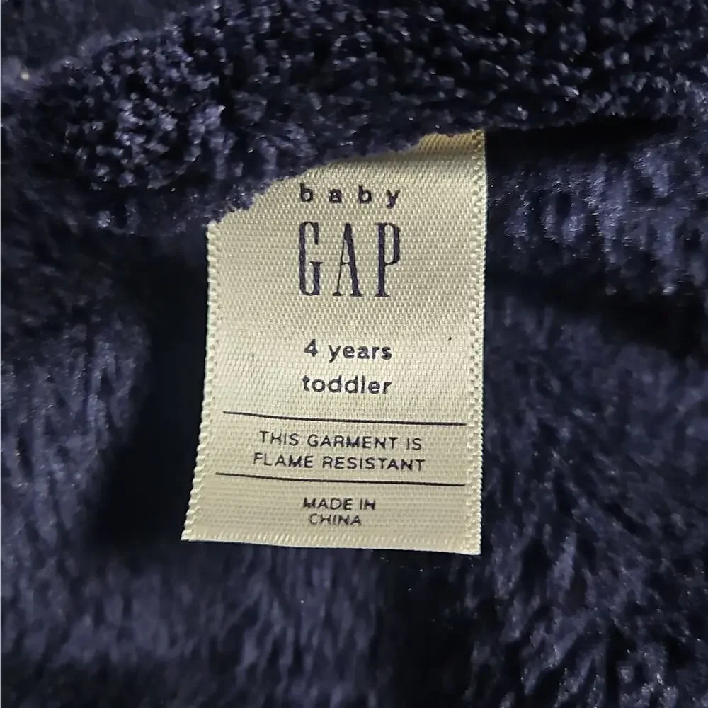 Toddler Hooded Bathrobe Plush Robe Navy Blue Size 4T by Baby Gap